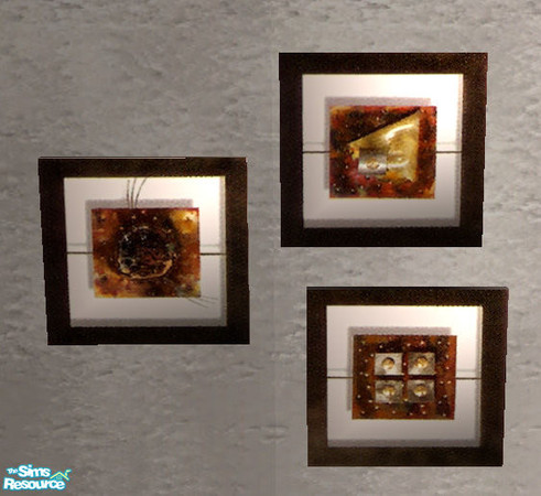 Sims 2 — Large Modern Wall Art - Trio 2 by Simaddict99 — Gorgous, large modern metal wall art in a trio set. 