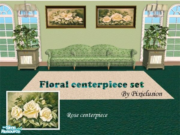 Sims 2 — Rose centerpiece by pixielusion — Two beautiful floral paintings for any room in your sims home.