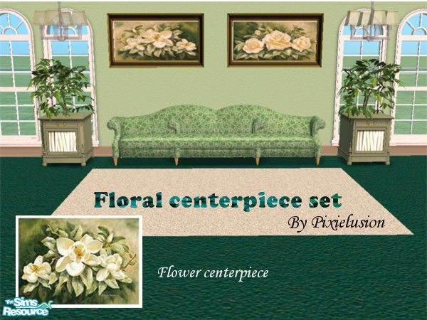 Sims 2 — Flower centerpiece by pixielusion — Two beautiful floral paintings for any room in your sims home.
