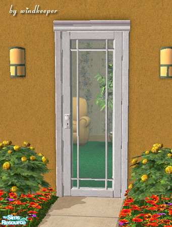 Sims 2 — Glass door 3 - white wood frame by Windkeeper — You need to download "Glass door 3 updated" file from