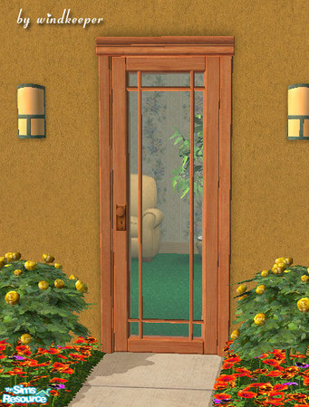 Sims 2 — Glass door 3 - light wood frame by Windkeeper — You need to download "Glass door 3 updated" file from
