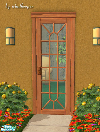 Sims 2 — Glass door 2 - light wood frame by Windkeeper — You need to download "Glass door 2 updated" file from