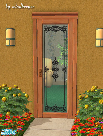 Sims 2 — Glass door 1 - light wood frame by Windkeeper — You need to download "Glass door 1 updated" file from