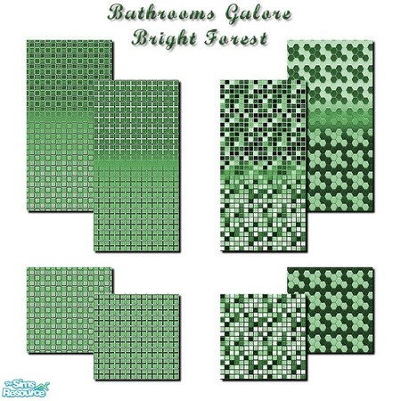 Sims 2 — Bathrooms Galore Bright Forest by iwubu — Bathrooms Galore is 4 sets of walls and floors of the same inlay tile