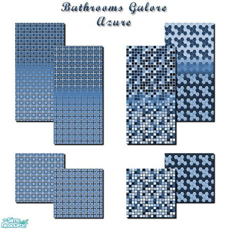 Sims 2 — Bathrooms Galore Azure by iwubu — Bathrooms Galore is 4 sets of walls and floors of the same inlay tile work.