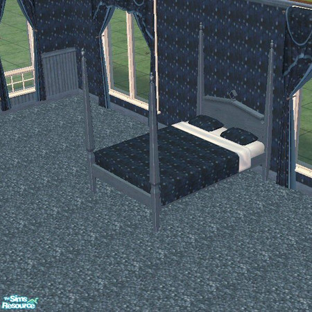 Sims 2 — Astral Blues Bed by auracyan —  * TSRAA Member Item * This sturdy four poster bed can withstand the toughest