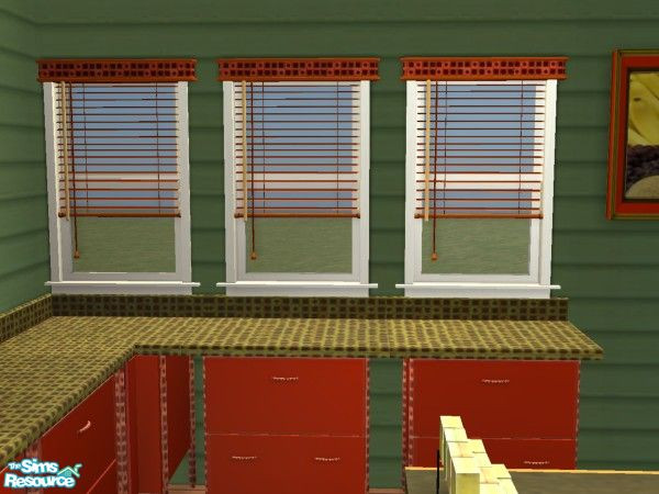 Sims 2 — orange CAFETERIA blinds by lorettamouse — furniture of my community lot: Happy time Cafeteria