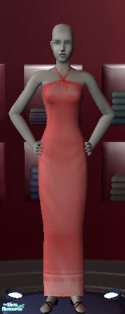 Sims 2 — Red Illusion by Pinkett — stunning red collar line dress for everyday use
