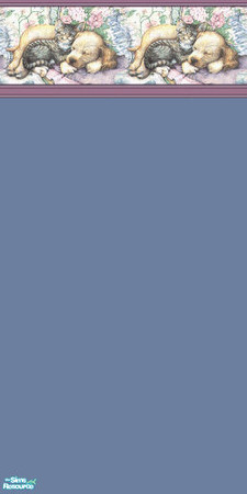 Sims 2 — best pals blue by skinflin — smokey blue wall with puppy and kitten sleeping border