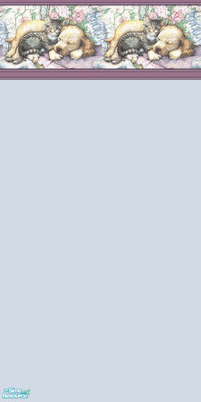 Sims 2 — best pals light grey by skinflin — misty grey wall border with puppy+kitten sleeping 