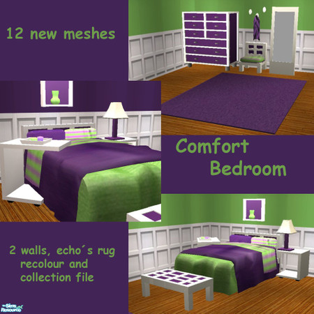 Sims 2 — Comfort Bedroom by qth11 — A fresh and comfortable bedroom for all your sims. Weird dresser animations