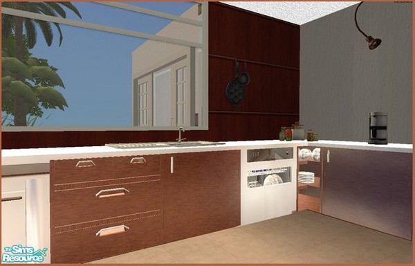 Sims 2 — Modern wood kitchen - Amve Mkcounter02 by Angela — Number 2 counter for sink placement.