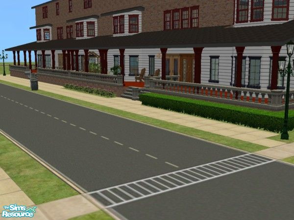 Sims 2 — Rowhouses 4 ((Philly - Logan 2) by berkyo26 — Maxi\'s Only. Here is a string of 4 rowhouses with porch fronts.