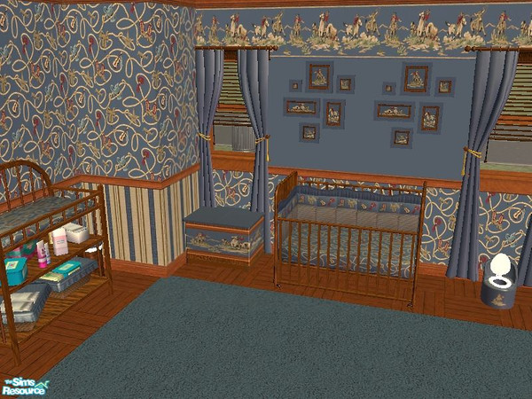 Sims 2 — Cowpoke Nursery/Bedroom by tamlfra — A set your sim child can grow with, all base game recolors. 3 walls, 2