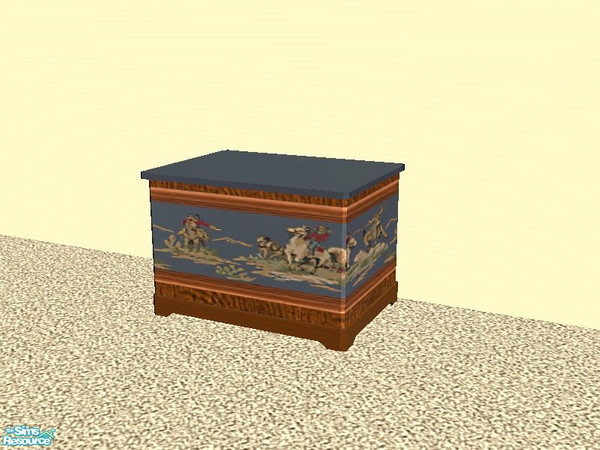 Sims 2 — Cowpoke Nursery/Bedroom Toy Box by tamlfra — Cute border, over a nice woodgrain... Wanna play? Base game item.