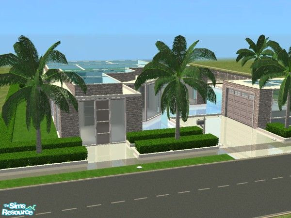 Sims 2 — Modern House 20 by kissme87 — Modern house size 3x3 with a large pool and garage , cost 62,014 (unfurnished) .