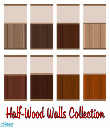 Sims 2 — Half-Wood Walls Set by shadow66 — This is a set of eight seamless, painted walls in a neutral shade, with wooden