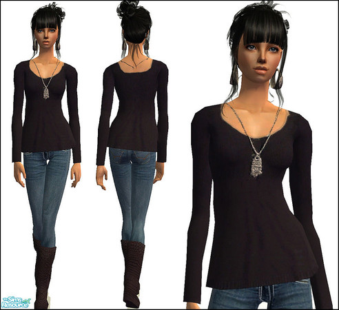 Sims 2 — Rush - dark brown  by Aleeza — No EP required. Enjoy!