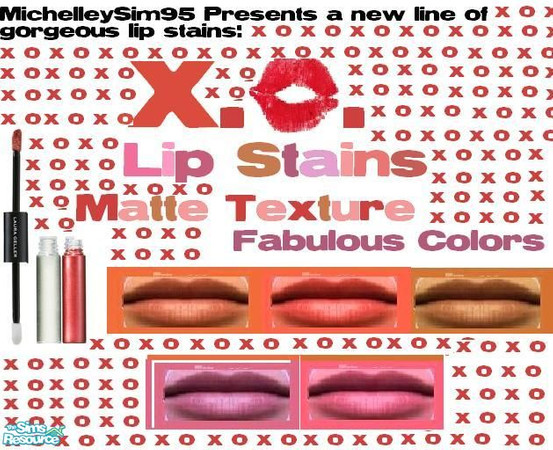 Sims 2 — Xo Lipsticks by MichelleySim95 — Xo Lipsticks come in fabulous shades and flavors: Melon, Strawberry, Grape, and