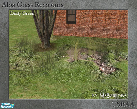 Sims 2 — Aloa Grass - Dusty Green Grass #2 by MsBarrows — Dusty green recolour of the \"Grass #2\" mesh.