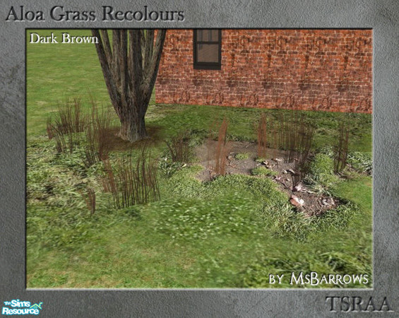Sims 2 — Aloa Grass - Dark Brown Grass #2 by MsBarrows — Dark brown recolour of the \"Grass #2\" mesh.