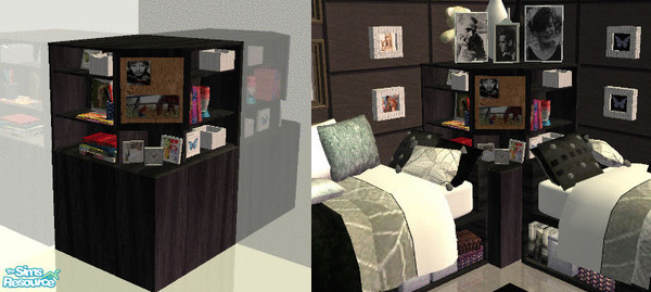 Sims 2 — Twin bedroom superset - black wood headboard by kibanahnah — Small house?Not enough rooms and a lot of