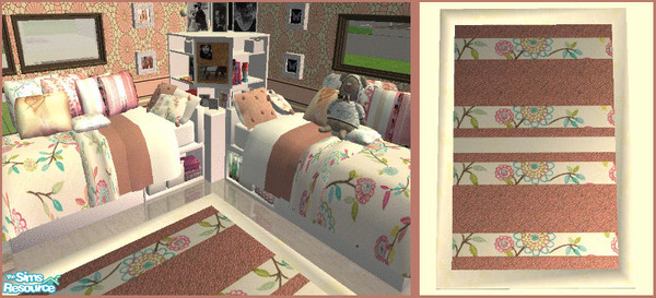 Sims 2 — Twin bedroom superset - pink rug by kibanahnah — Small house?Not enough rooms and a lot of children?Fear not!The
