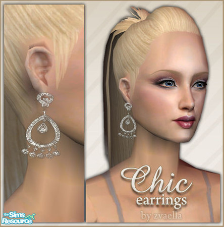 Sims 2 — Silver Chic Earrings - Glitter by zvaella — Silver chic earrings for your sims, on a great mesh by Lianaa!