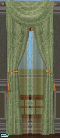Sims 2 — Mint Bedroom Drapes by lisa9999 — Mint green damask drapes.