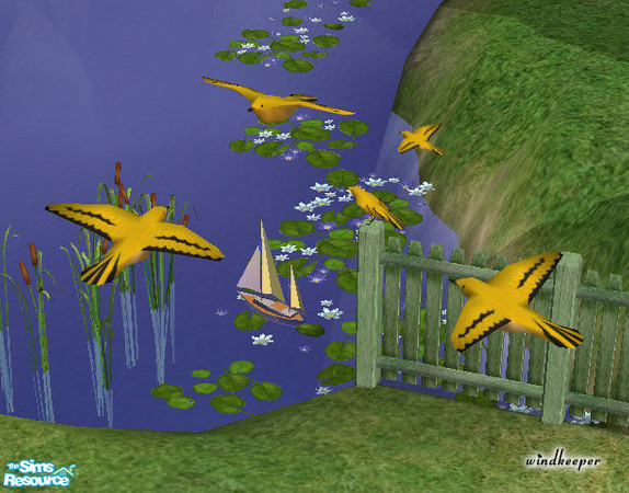 Sims 2 — Altamira Oriole by Windkeeper — You need to download "Flying bird" file from this set for this file to