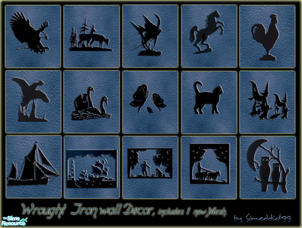 Sims 2 — Wrought Iron Wall Decor by Simaddict99 — Detailed wrought iron wall decor for your Sims' homes. 15 too choose