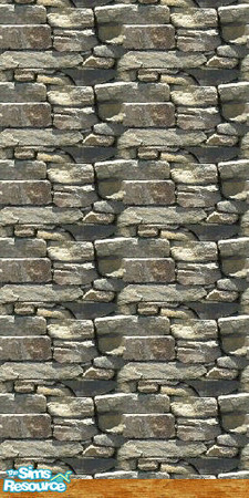 Sims 2 — Rock Wall with wood by swmeek — A rock wall for your sims houses.