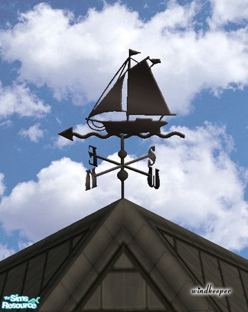 Sims 2 — Sailboat weather vane, black by Windkeeper — You need to download "Weather vane" file from this set in