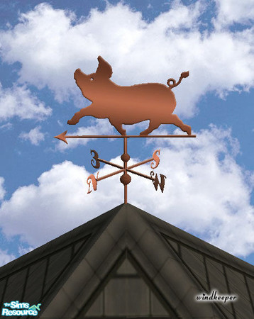 Sims 2 — Pig weather vane, copper by Windkeeper — You need to download "Weather vane" file from this set in