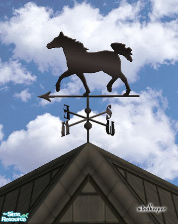 Sims 2 — Horse weather vane, black by Windkeeper — You need to download "Weather vane" file from this set in