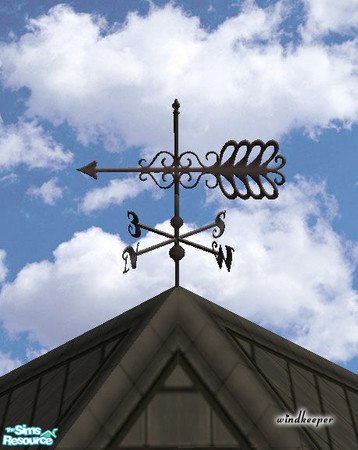 Sims 2 — Arrow weather vane, black by Windkeeper — You need to download "Weather vane" file from this set in