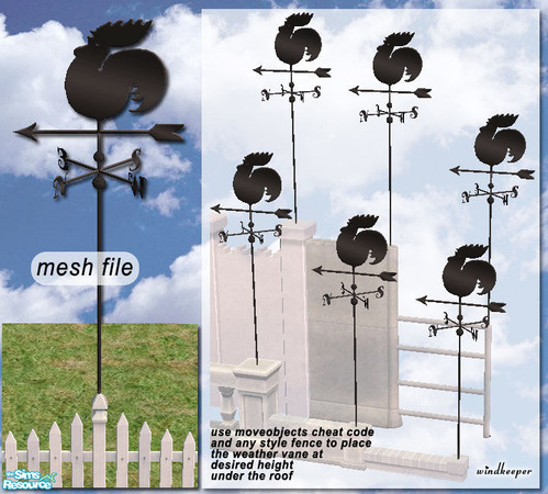 Sims 2 — Weather vane (fence placement) by Windkeeper — You need to download "Weather vane" file from this set