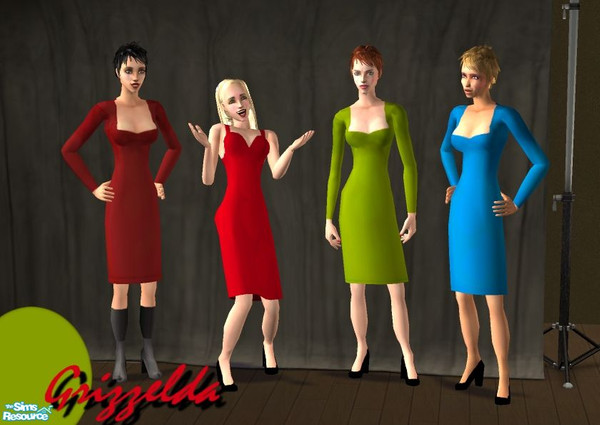 Sims 2 — Sexy Knee Length Dresses by Grizzelda — This set of 50's inspired knee length dresses all rely on