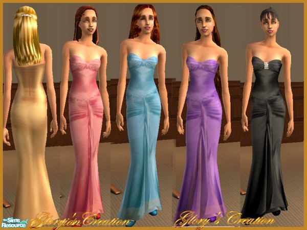 Sims 2 — Sheer Satin Set by GloryBe — Formal gown in sheer satin for young adults.