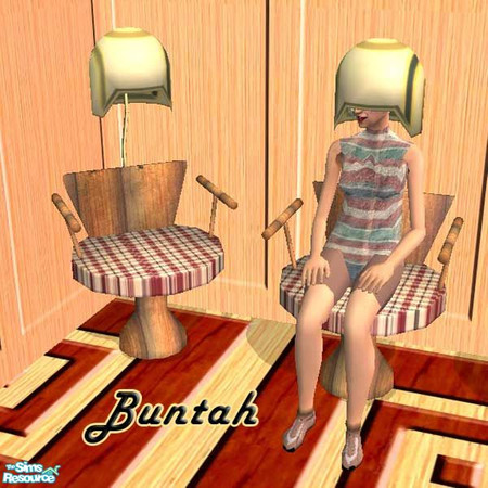Sims 2 — Gold Hair Dryer with Plaid Seat by buntah — Get the mesh here at TSR.