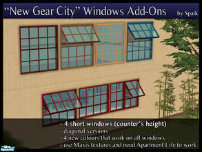Sims 2 — New Gear City Windows Add-Ons by Spaik — A few matching windows for Maxis New Gear City windows. These are