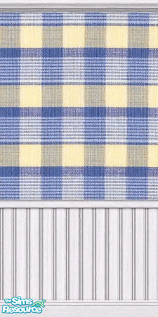 Sims 2 — Blue Check with White Kick Moulding by TSR Archive — A Blue Check Country Paper with a White Kick Moulding.