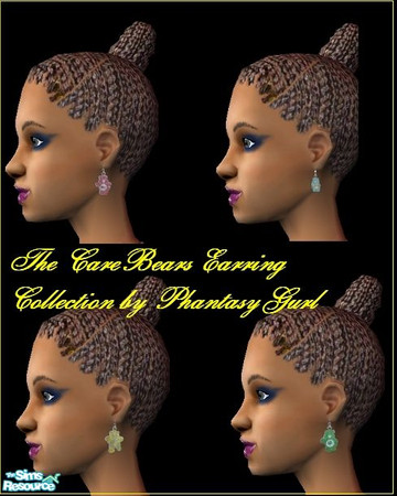 Sims 2 — The Care Bears Set by PhantasyGurl — Cute set of four (4) Care Bear earrings.Must USE Dr. Pixel's earrings Mesh!