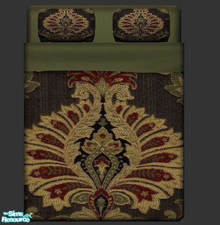 Sims 2 — Broadmoor Coal by Eboluh — Matching bedding set for the Antique Luxiare Loveseat Set and the Antique Lucas