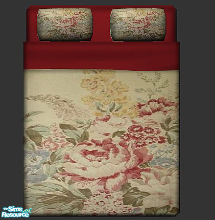 Sims 2 — Angela Floral Cream by Eboluh — Matching bedding set for the Antique Luxiare Loveseat Set and the Antique Lucas