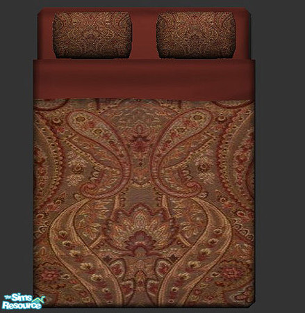 Sims 2 — Alfresco Henna by Eboluh — Matching bedding set for the Antique Luxiare Loveseat Set and the Antique Lucas