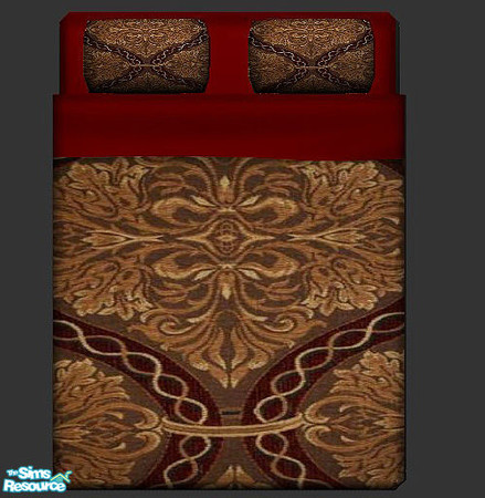 Sims 2 — La Cresta Bronze Wine by Eboluh — Matching bedding set for the Antique Luxiare Loveseat Set 2 and the Antique