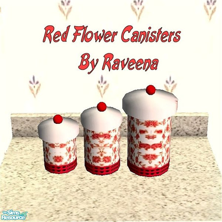 Sims 2 — Red Flower Canisters by Raveena — You need Buntah's mesh file for these canisters to work in your game. Download