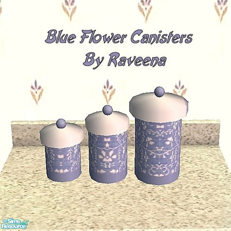 Sims 2 — Blue Flower Canisters by Raveena — You need Buntah's mesh file for these canisters to work in your game.