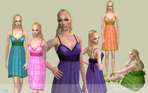 Sims 2 — Colorful basic dresses by kattsand — This is my very first set and it contains five dresses in various colors